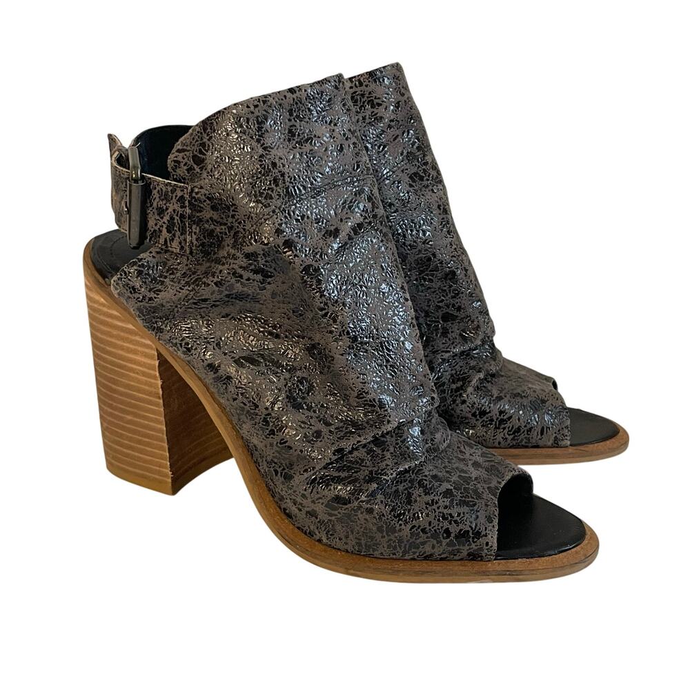 Kelsi Dagger Brooklyn Metro Peep Toe Bootie Block Heel Black Women's Size 9